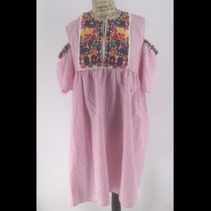 South Main 1XL Pink stripes Summer Dress